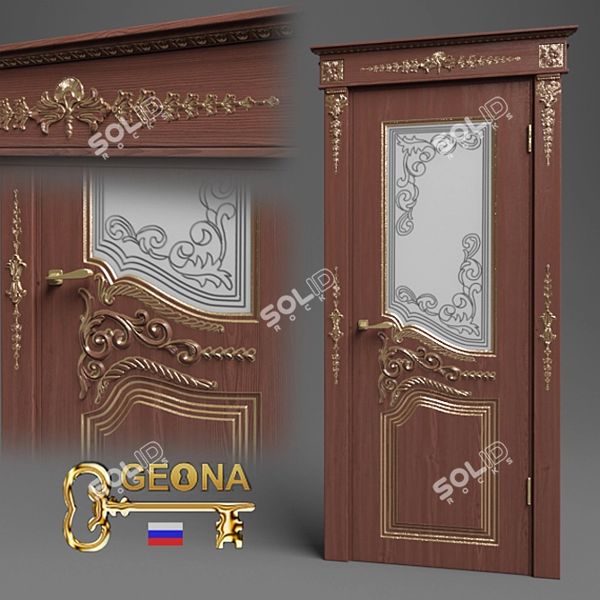 Geona Classic Internal Door with Elegant Stained Glass 3D model image 1