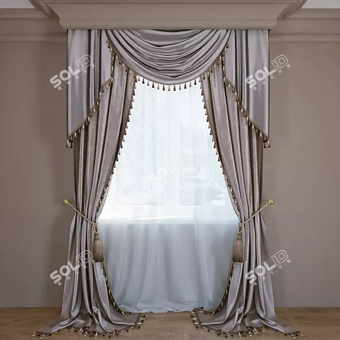 Elegant UV Mapped Luxury Curtain 3D model image 1