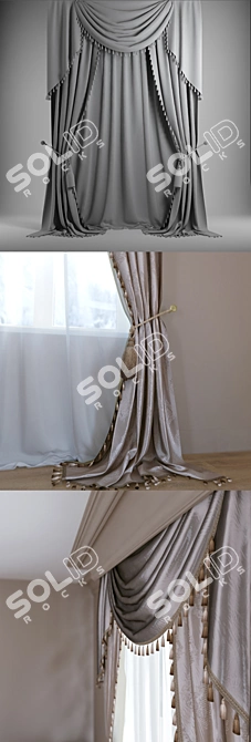 Elegant UV Mapped Luxury Curtain 3D model image 2