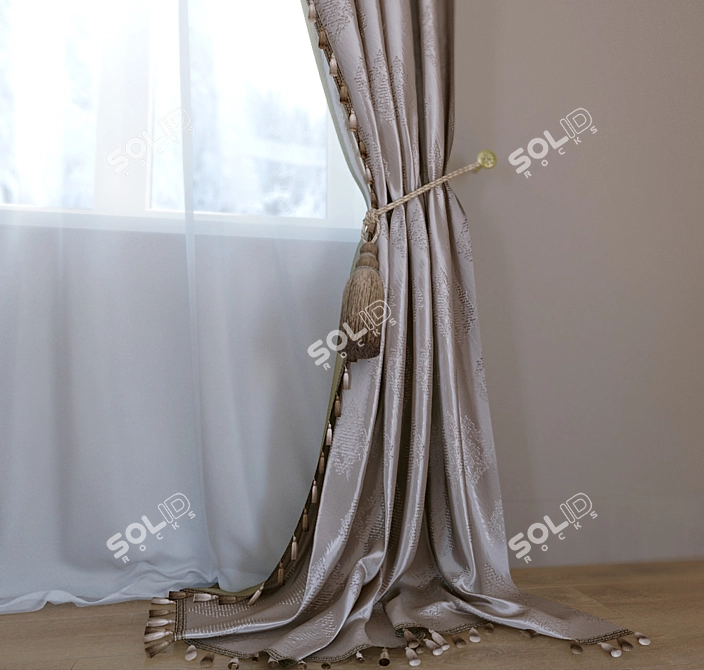 Elegant UV Mapped Luxury Curtain 3D model image 4