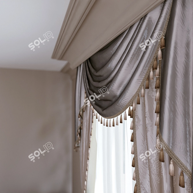 Elegant UV Mapped Luxury Curtain 3D model image 5