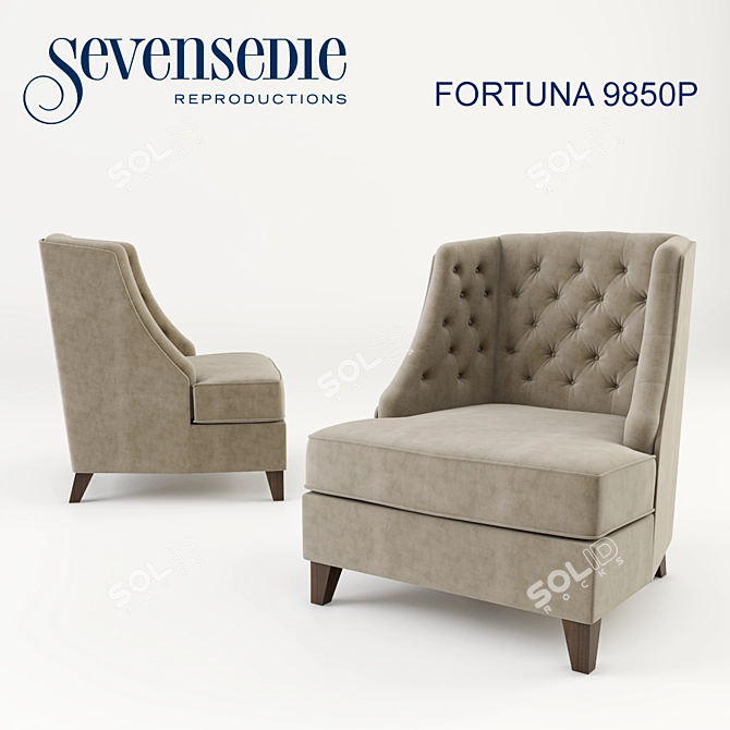 Elegant Fortuna Armchair: Classic Comfort 3D model image 1