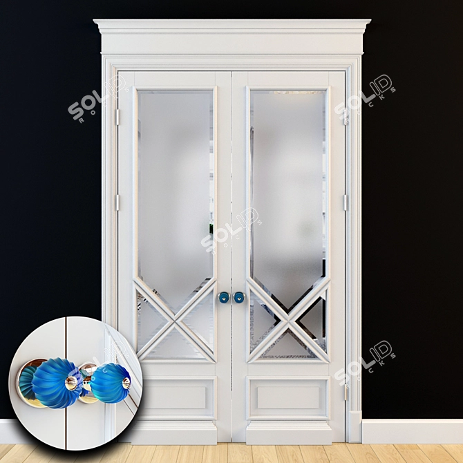 Elegant MDF Double Doors 3D model image 1