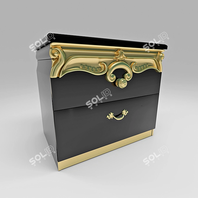 Elegant Barocco Bedside Table 3D model image 1