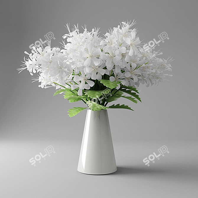 Elegant White Butterfly Vase 3D model image 1