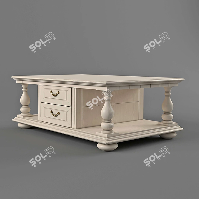 Classic White Coffee Table 3D model image 1