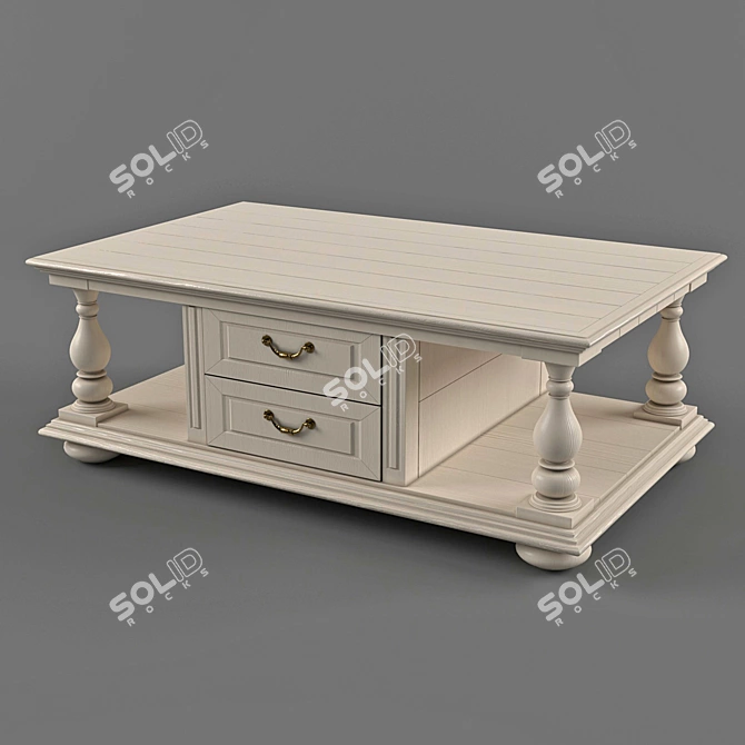 Classic White Coffee Table 3D model image 3