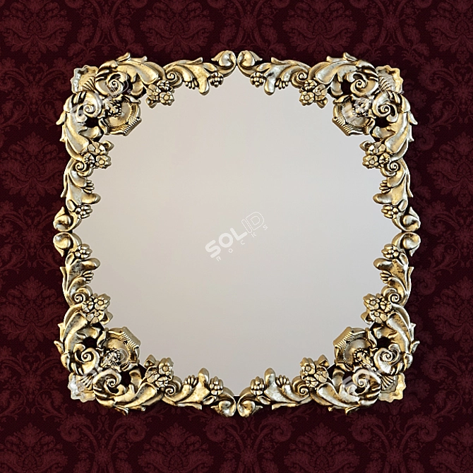 Elegant Silver Mirrored Wall Decor 3D model image 1