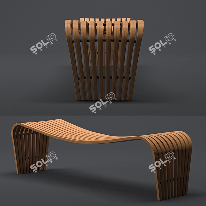 Australian Tribal Plywood Bench | Dusko Lapcevic 3D model image 1