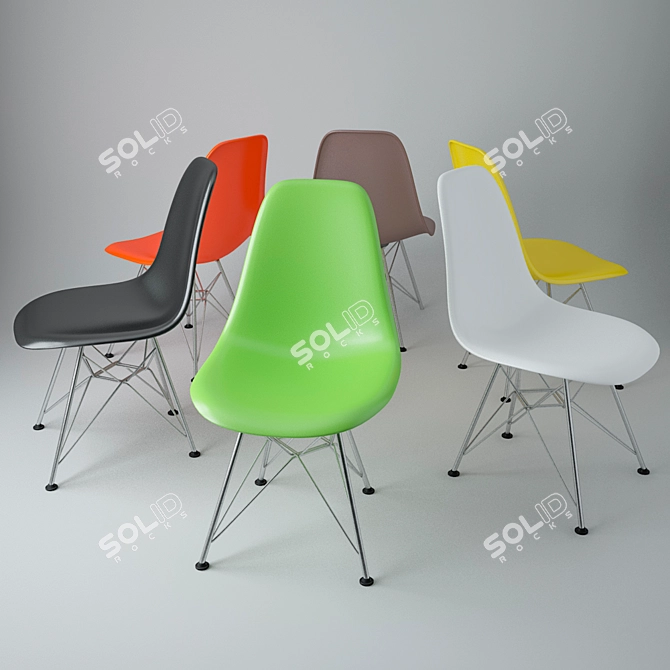 Modern Eames Plastic DSR Chair 3D model image 2