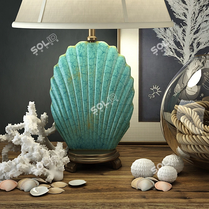 Seashell Coastal Lamp: Uttermost Decor 3D model image 2