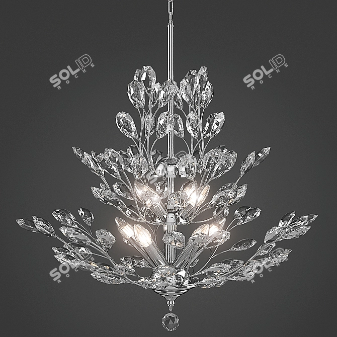 Upside-Down Silver Leaf Chandelier 3D model image 1