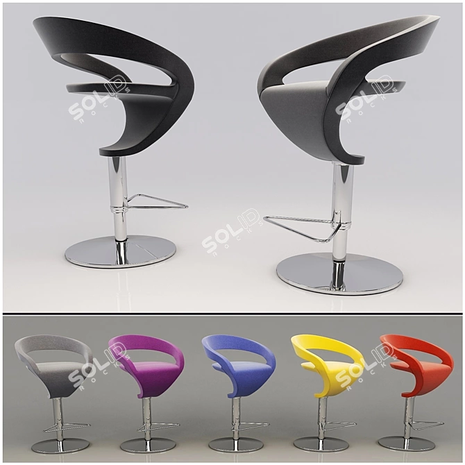 Modern Steel Bar Chair 3D model image 1