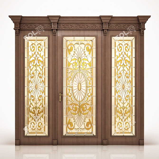 Classic Stained Glass Door 3D model image 1