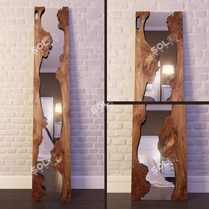 Natural Wood Edge Mirror 3D model image 1