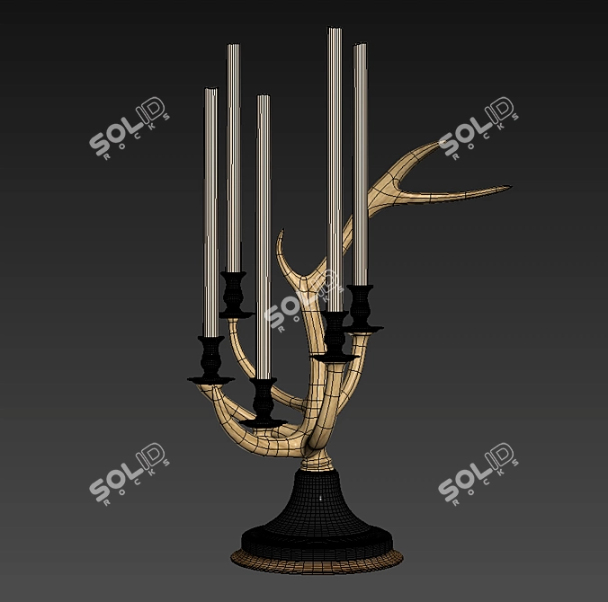 Rustic Elegance: Channing Staghorn & Silver Candelabra 3D model image 2