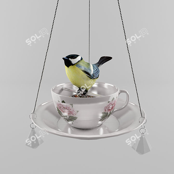 Title: Handmade Titmouse Bird Feeder 3D model image 1