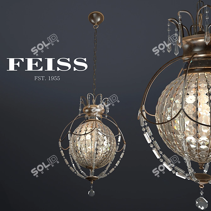 Elegant Bellini Crystal Pendant 3D model image 1