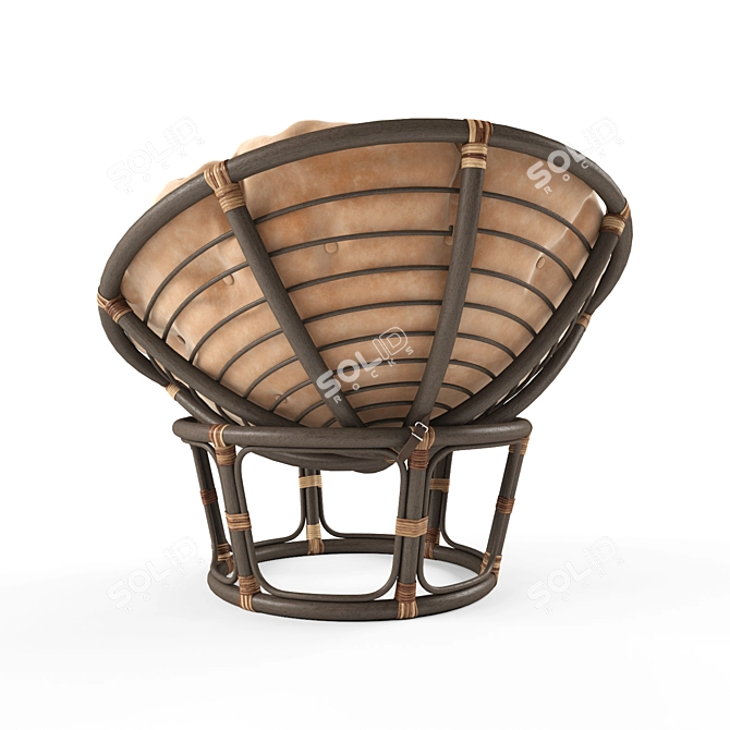 Rattan Papasan Chair with Cushion 3D model image 2