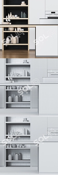 Modern Kitchen with Barazza Sink & Smeg Appliances 3D model image 3