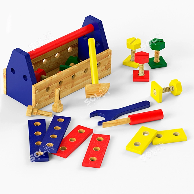 Melissa and Doug Kids Wooden Tool Set 3D model image 1