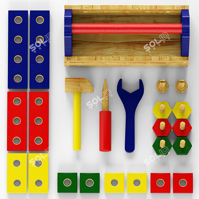 Melissa and Doug Kids Wooden Tool Set 3D model image 2