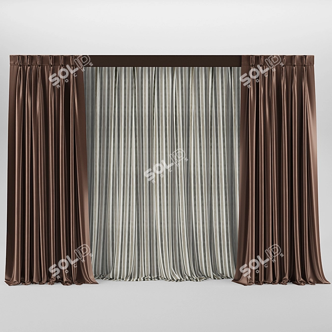 Silk Blinds with Triple Pleat Design 3D model image 1