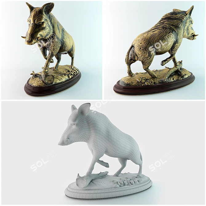 Wild Boar Figurine 3D model image 2