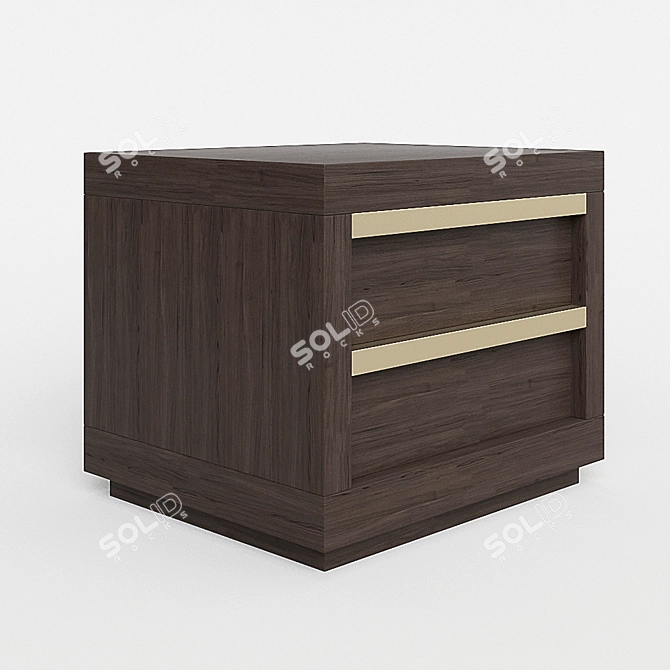 Rustic Oak Bezier Nightstand 3D model image 2