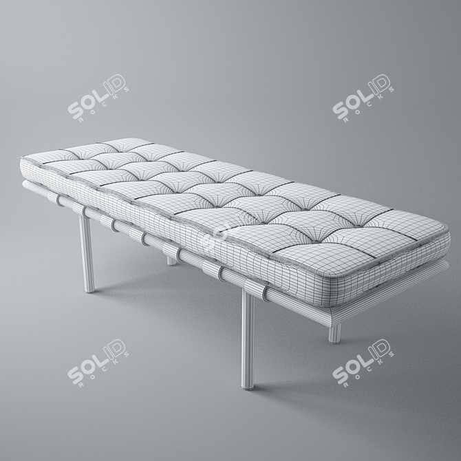 Barcelona Leather Bench - Brown 3D model image 2