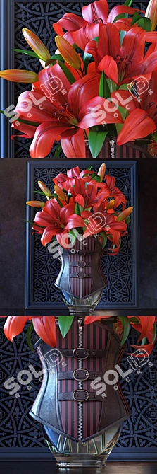 Ravishing Red Lily Corset Bouquet 3D model image 1