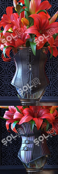 Ravishing Red Lily Corset Bouquet 3D model image 2