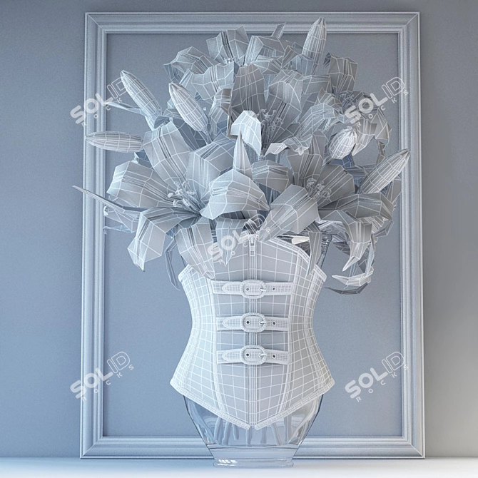 Ravishing Red Lily Corset Bouquet 3D model image 3