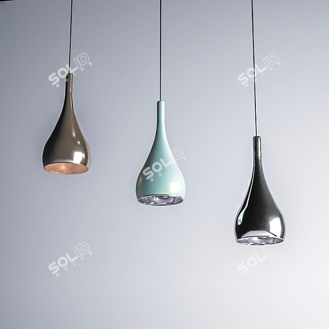 Sleek Teardrop Pendant Light 3D model image 1