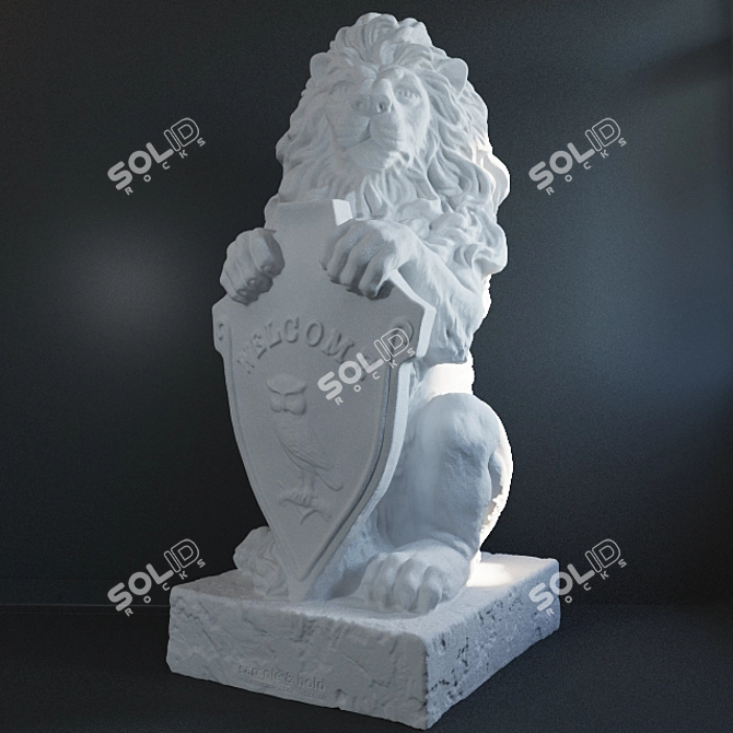 Regal Lion Sculpture 3D model image 1
