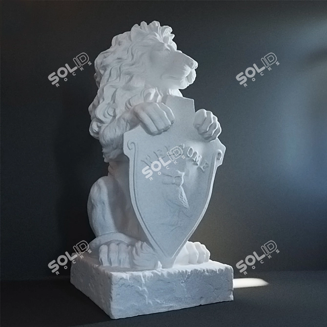 Regal Lion Sculpture 3D model image 2