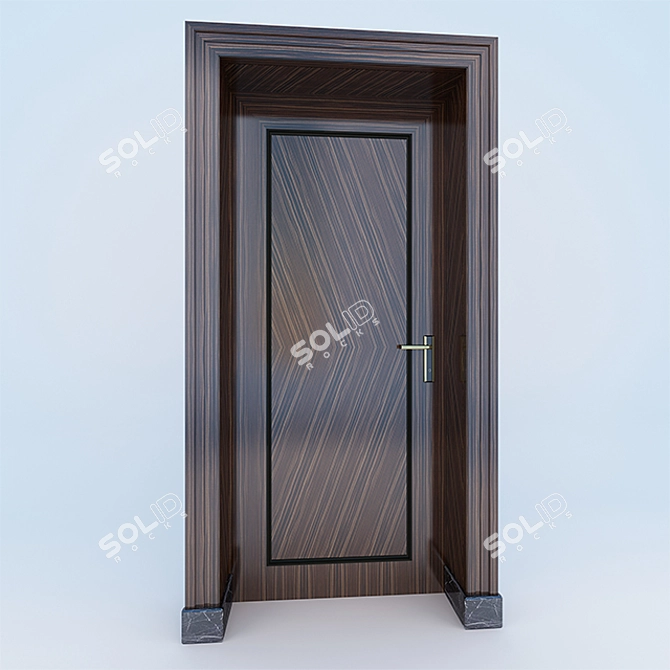 Stunning Oak Wood Door 3D model image 1