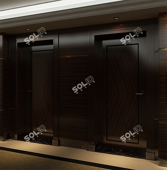 Stunning Oak Wood Door 3D model image 2