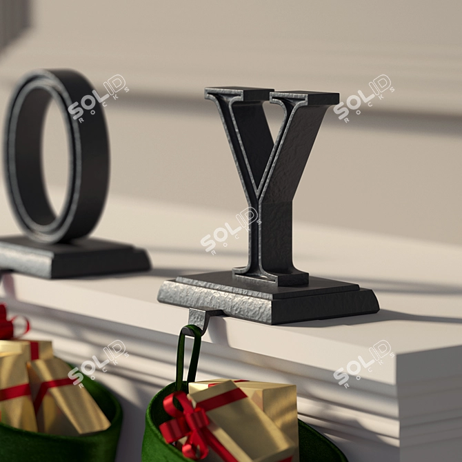 Luxury Velvet Christmas Stocking 3D model image 2