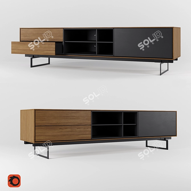 Sleek Aura Media Stand 3D model image 1