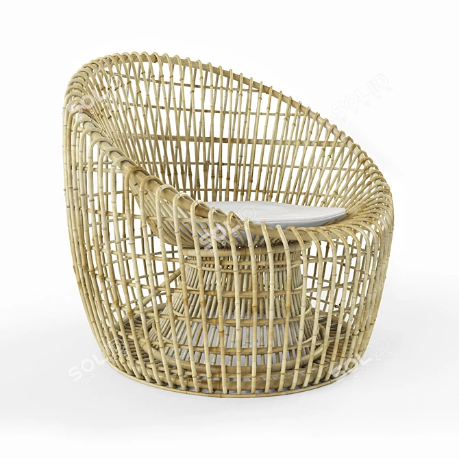 Nest Rattan Lounge Chair 3D model image 1