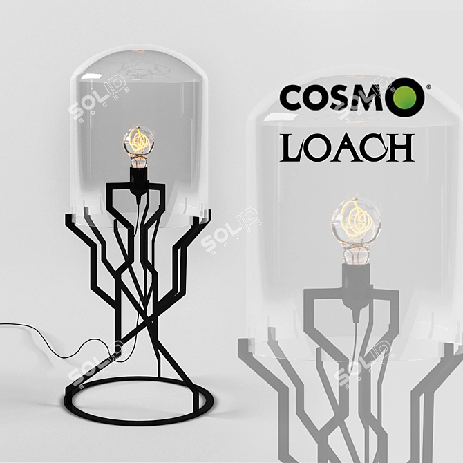 Sleek Black Glass Loach Lamp 3D model image 1