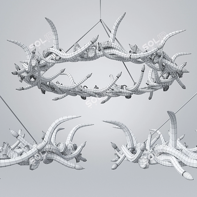 27 Antler Ring Chandelier - Roll & Hill 3D model image 2