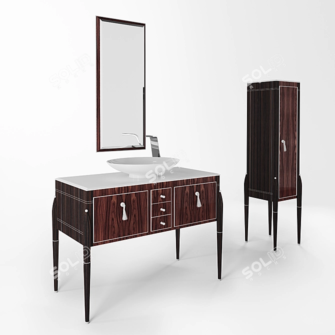 Luxurious Ruhmann II Palisander Bathroom Set 3D model image 2