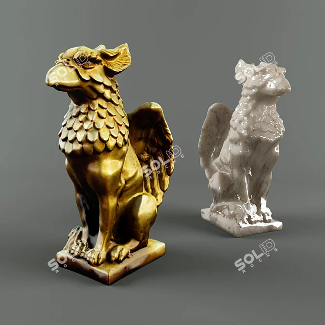 Majestic Griffin Statuette 3D model image 1