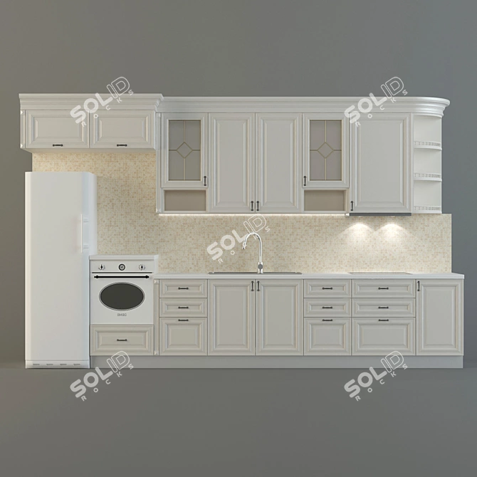 Italian Dolomite Kitchen: Modern Elegance 3D model image 1