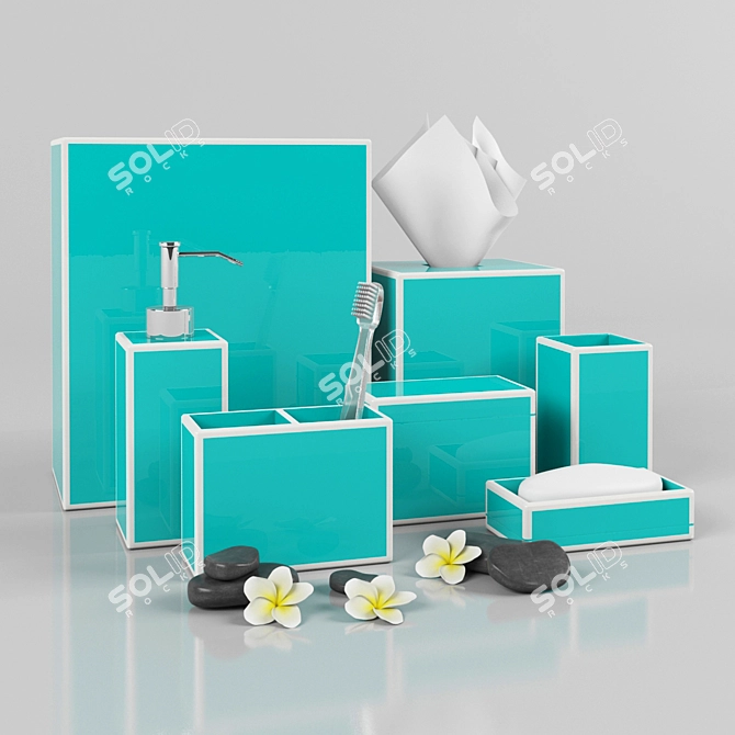 Title: Kassatex Blue Soho Bath Collection 3D model image 1