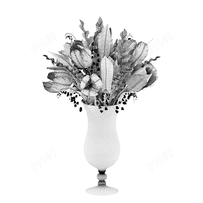 Title: Springtime Blooms: Tulips and Lilies in Vase 3D model image 2