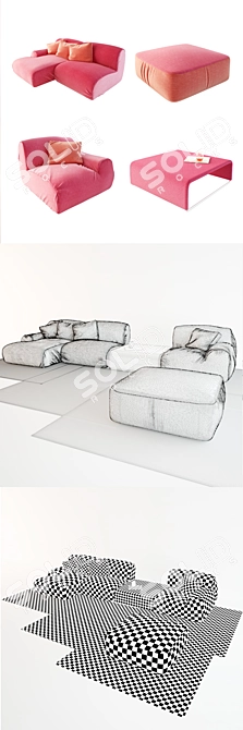 Title: Paola Lenti Modern Lounge Set 3D model image 3