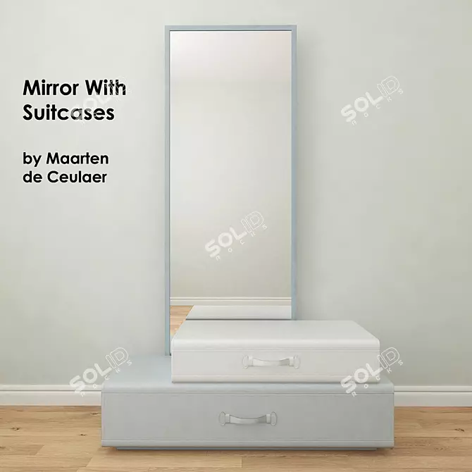 Wanderlust Mirror with Suitcases 3D model image 1